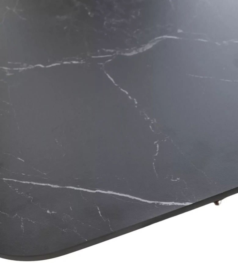 Обеденный раздвижной стол Blanco 160, Matt Black Marble Solid Ceramic, орех