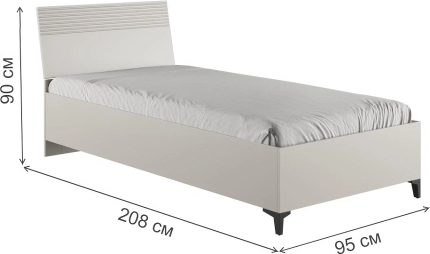 Односпальная кровать Ника, 90x200, с основанием дсп, эйхория QR-17 / графит