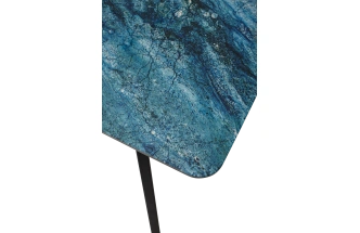 Кухонный стол раздвижной Аруба 140, Аквамарин, стекло, черный каркас