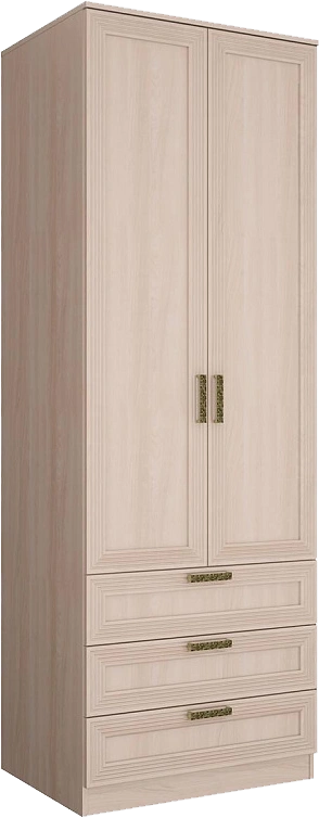 Шкаф для одежды Орион, распашной с ящиками, Ясень шимо светлый/Лён