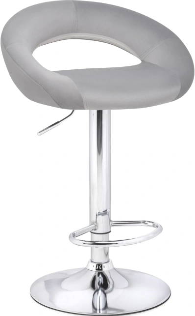 Барный стул Oazis, велюр серый / хром