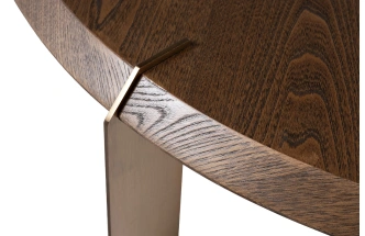 Журнальный стол KFG203, 100x100x30, МДФ, шпон, темно-коричневый / бронзовый