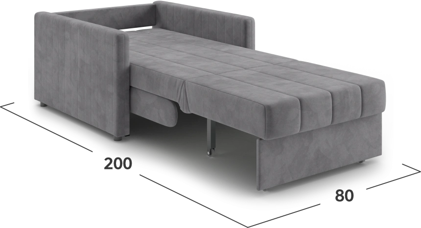 ​Кресло-кровать Хилтон 80, модель 139, Ultra Grey​ (серый) / венге