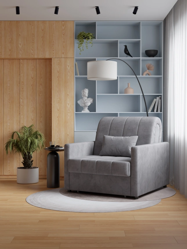 ​Кресло-кровать Хилтон 80, модель 139, Ultra Grey​ (серый) / венге