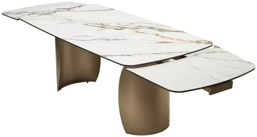 Обеденный раздвижной стол Bronte 200, KL-188 контрастный мрамор матовый, итальянская керамика, шампань