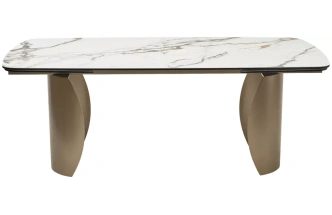 Обеденный раздвижной стол Bronte 200, KL-188 контрастный мрамор матовый, итальянская керамика, шампань