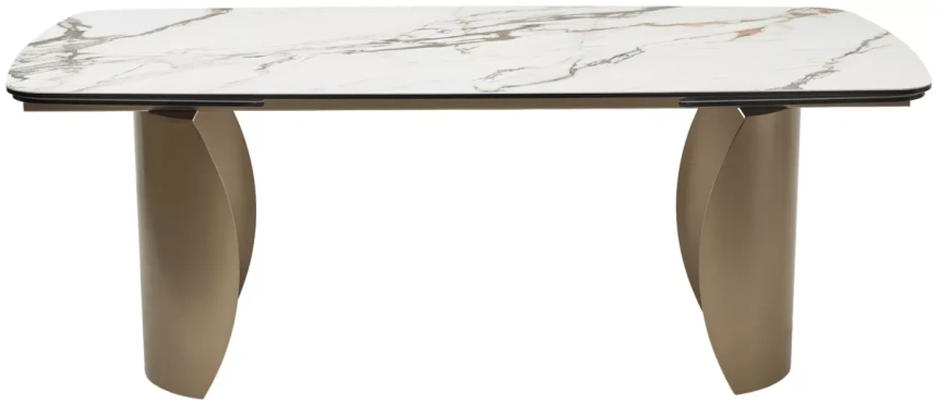 Обеденный раздвижной стол Bronte 200, KL-188 контрастный мрамор матовый, итальянская керамика, шампань