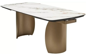 Обеденный раздвижной стол Bronte 200, KL-188 контрастный мрамор матовый, итальянская керамика, шампань