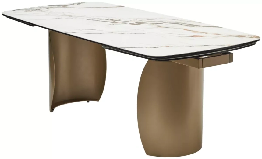 Обеденный раздвижной стол Bronte 200, KL-188 контрастный мрамор матовый, итальянская керамика, шампань