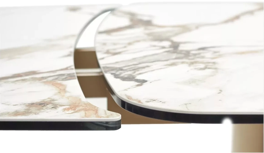 Обеденный раздвижной стол Bronte 200, KL-188 контрастный мрамор матовый, итальянская керамика, шампань