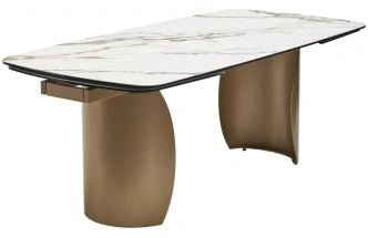 Обеденный раздвижной стол Bronte 200, KL-188 контрастный мрамор матовый, итальянская керамика, шампань