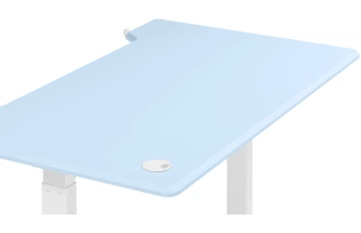 Стол компьютерный Маркос, 120, с механизмом подъема, голубой / белый