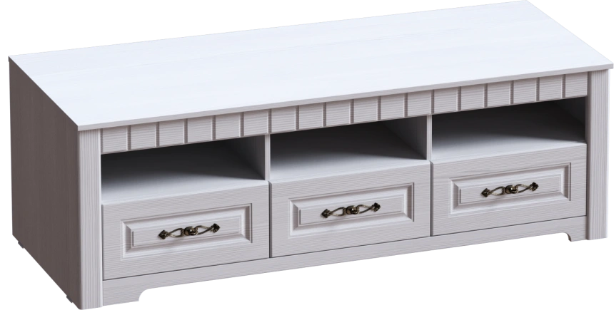 Тумба под ТВ Прованс, с ящиками, бодега белая / патина премиум