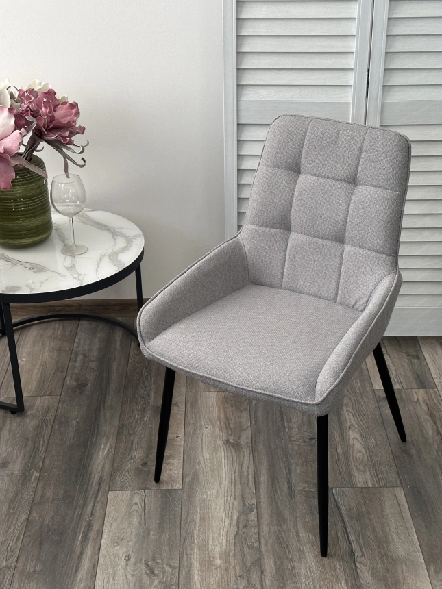 Стул Caracas, мягкий, Barrel-83 Серый, ткань, черный каркас