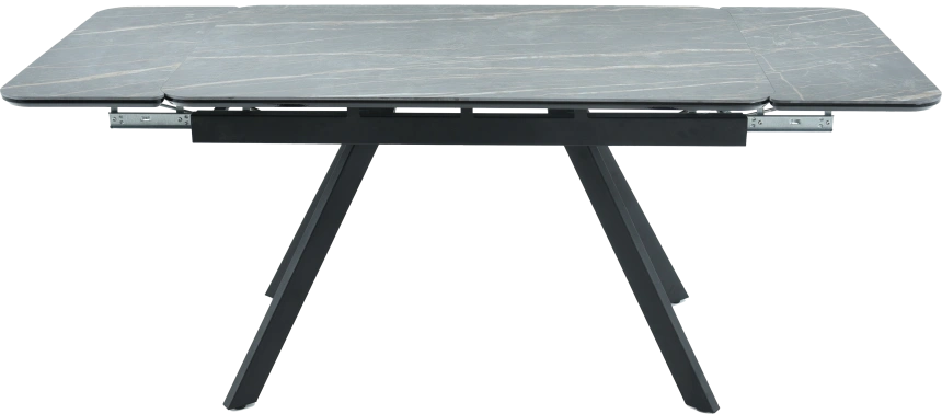 Кухонный обеденный стол Leon, раздвижной, серый 120-184 см., Noir Desir Bocciardato, каркас черный 