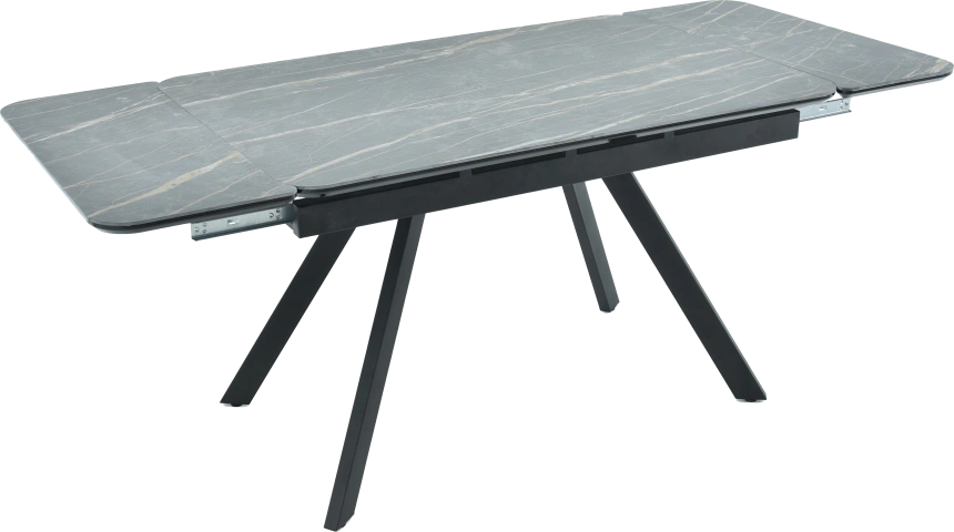 Кухонный обеденный стол Leon, раздвижной, серый 120-184 см., Noir Desir Bocciardato, каркас черный 
