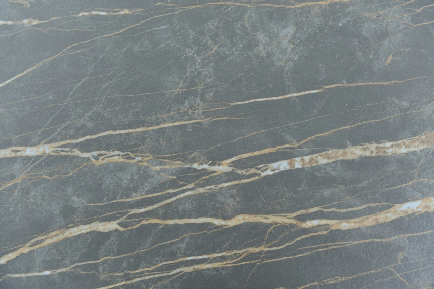 Кухонный обеденный стол Leon, раздвижной, серый 120-184 см., Noir Desir Bocciardato, каркас черный 