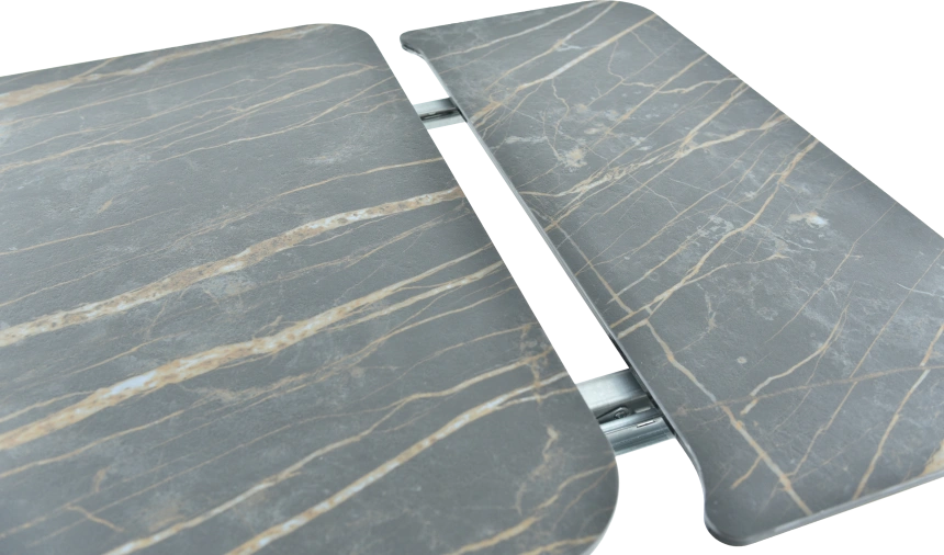 Кухонный обеденный стол Leon, раздвижной, серый 120-184 см., Noir Desir Bocciardato, каркас черный 