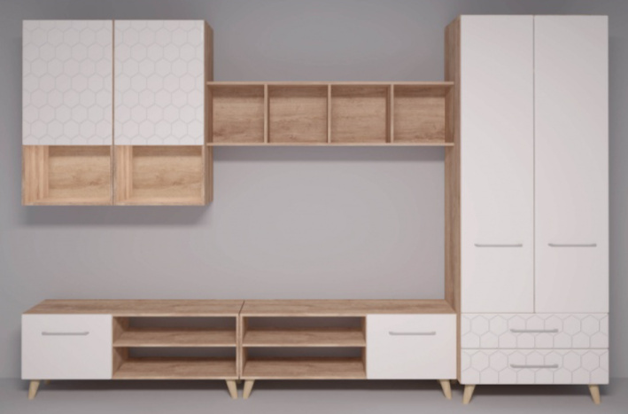 Шкаф двухдверный Мариус М-01, распашной для одежды, дуб баррик / белый матовый