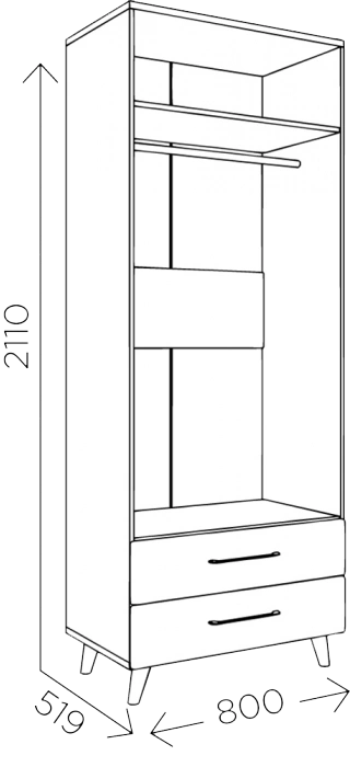 Шкаф двухдверный Мариус М-01, распашной для одежды, дуб баррик / белый матовый