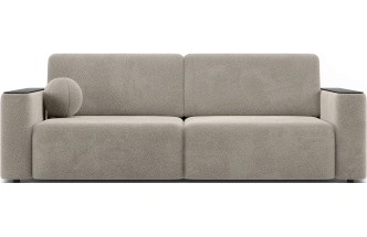 ​Диван прямой Дарио, модель 144, LANA 13 (бежевый), накладки МДФ (венге)