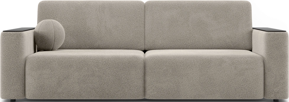 ​Диван прямой Дарио, модель 144, LANA 13 (бежевый), накладки МДФ (венге)