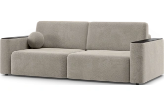 ​Диван прямой Дарио, модель 144, LANA 13 (бежевый), накладки МДФ (венге)