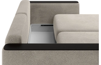 ​Диван прямой Дарио, модель 144, LANA 13 (бежевый), накладки МДФ (венге)