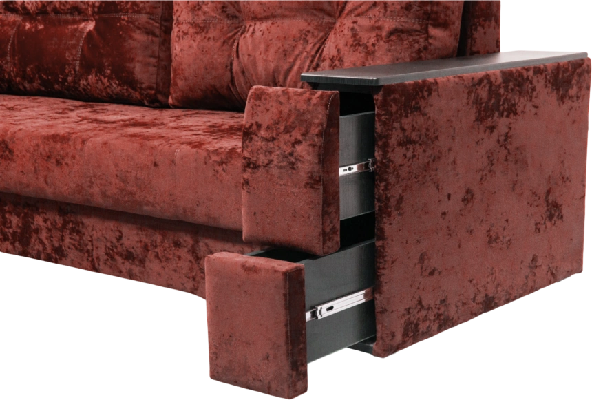 Диван прямой Атлант 2, ткань Plush rubin, декор Венге
