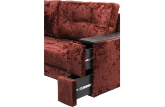 Диван прямой Атлант 2, ткань Plush rubin, декор Венге