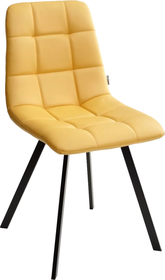 Стул Chilli Square, мягкий, HK017-19 глубокий желтый, PU, черный каркас