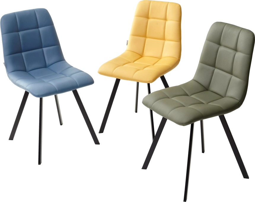 Стул Chilli Square, мягкий, HK017-19 глубокий желтый, PU, черный каркас