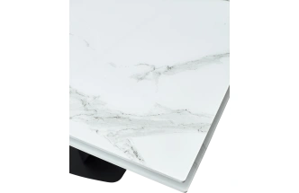 Кухонный стол раздвижной Ниагара 160, белый мрамор, стекло, черный