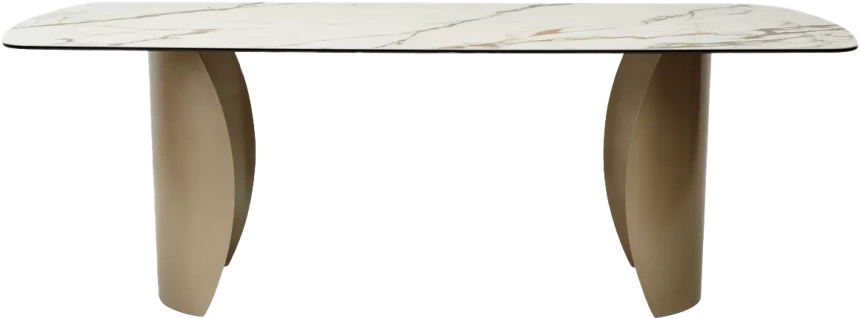 Кухонный стол Bronte 220, KL-188, Контрастный мрамор матовый, итальянская керамика, каркас Шампань