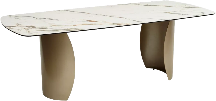 Кухонный стол Bronte 220, KL-188, Контрастный мрамор матовый, итальянская керамика, каркас Шампань