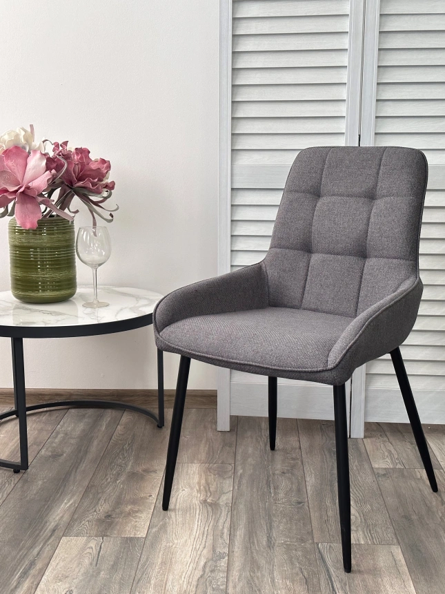 Стул Caracas, мягкий, Barrel-97 Антрацит, ткань, черный каркас