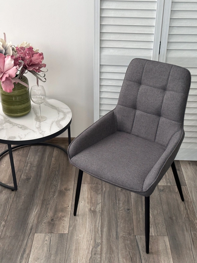 Стул Caracas, мягкий, Barrel-97 Антрацит, ткань, черный каркас