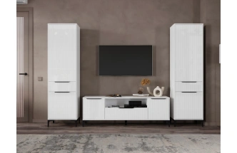 Модульная гостиная Иадама, комплектация 9, белый / белый глянец