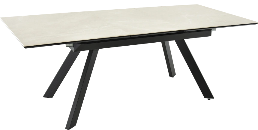 Кухонный обеденный стол Como, раздвижной 140, айвори Bayona Ivory Naturall, каркас черный 