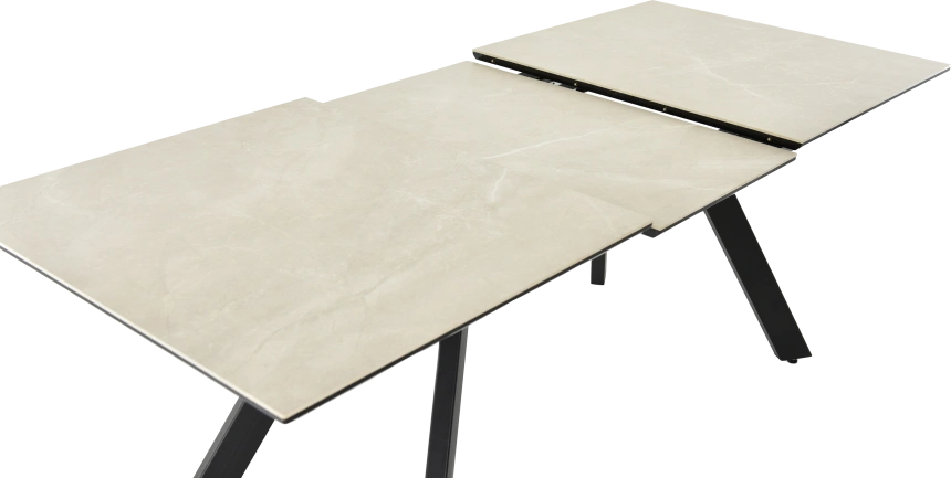 Кухонный обеденный стол Como, раздвижной 140, айвори Bayona Ivory Naturall, каркас черный 