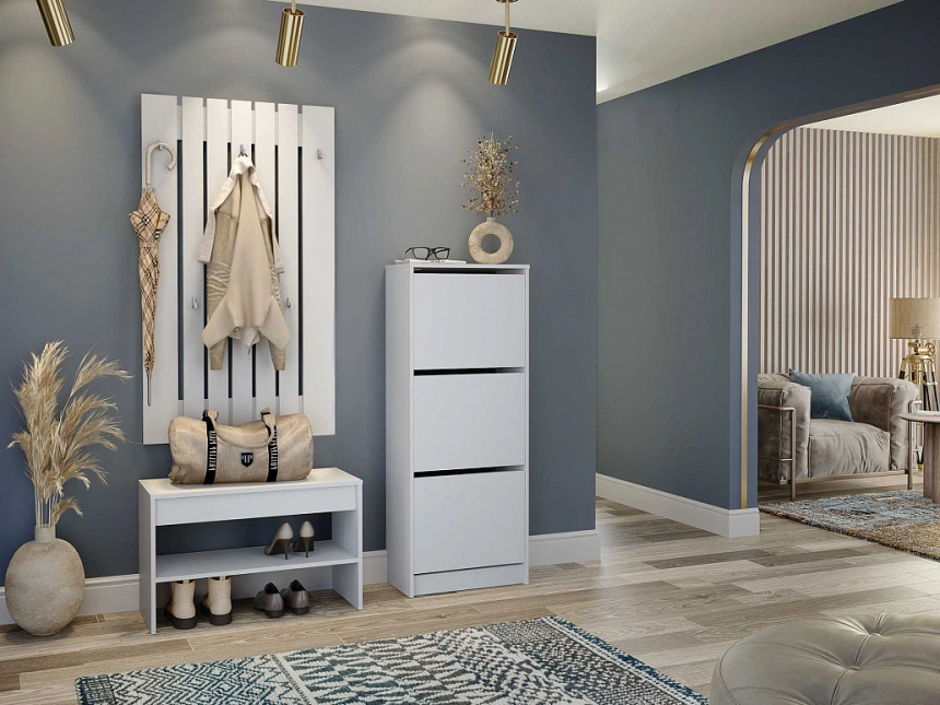 Модульная прихожая Лофт 117.11, с большой вешалкой, белый 