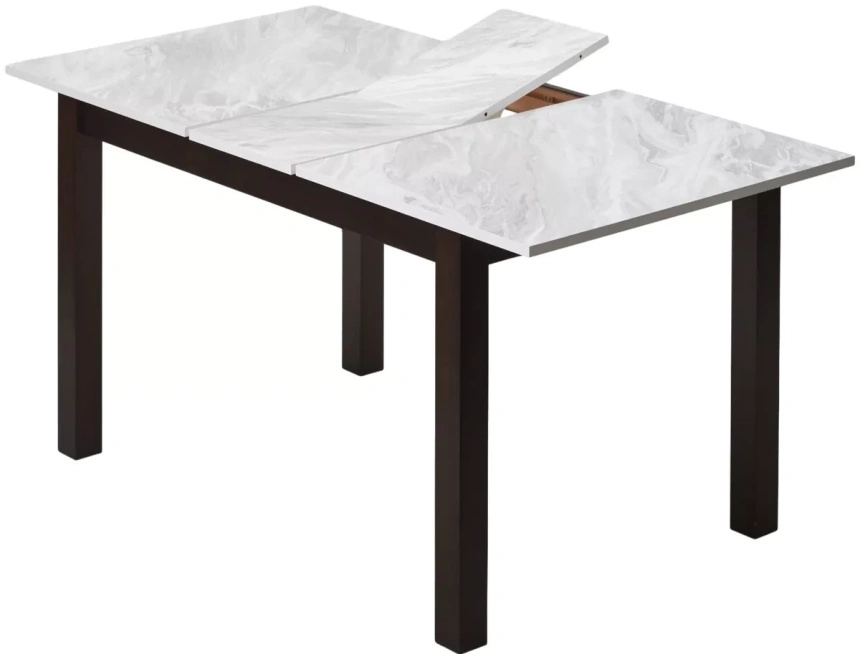 Кухонный раздвижной стол TME-6931 MBH, белый мрамор / BB темный орех 