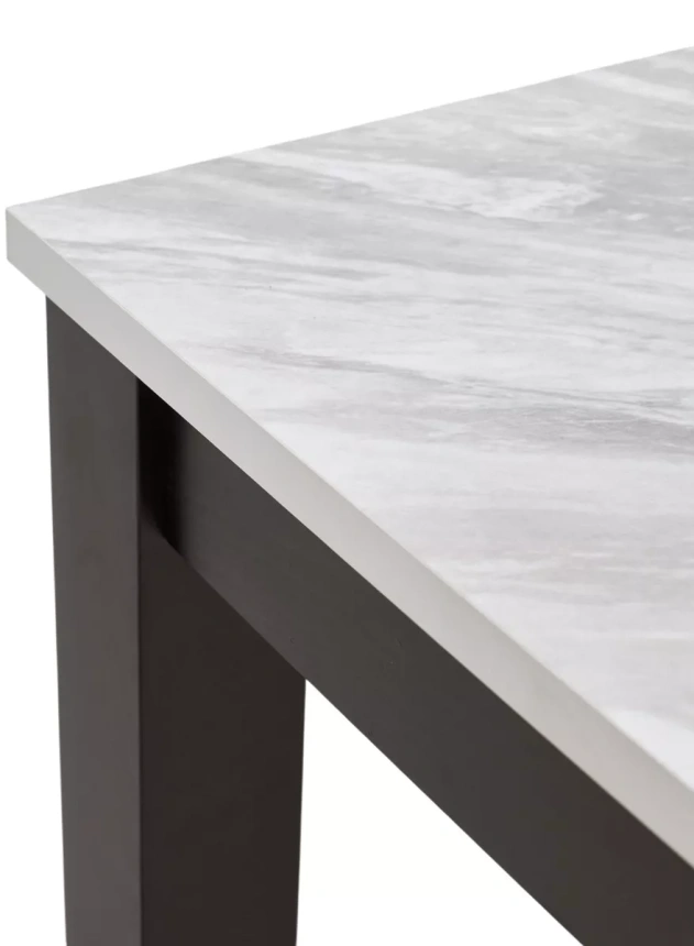 Кухонный раздвижной стол TME-6931 MBH, белый мрамор / BB темный орех 