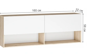 Модульная гостиная Алетра, комплектация 2, дуб крафт серый / глянец белый 