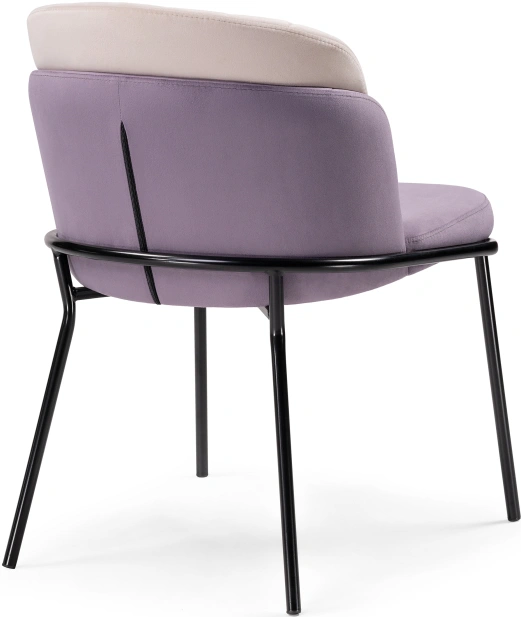 Стул Сиолим, мягкий, сливовый / кремовый / черный глянец