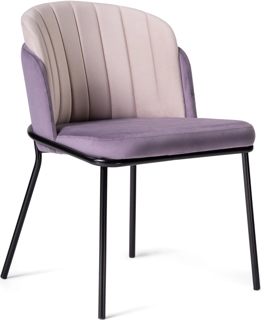 Стул Сиолим, мягкий, сливовый / кремовый / черный глянец