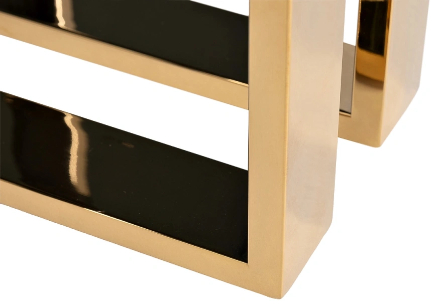 Журнальный стол 47ED-20920, 55x55x55, стекло, черный / хром/ золото