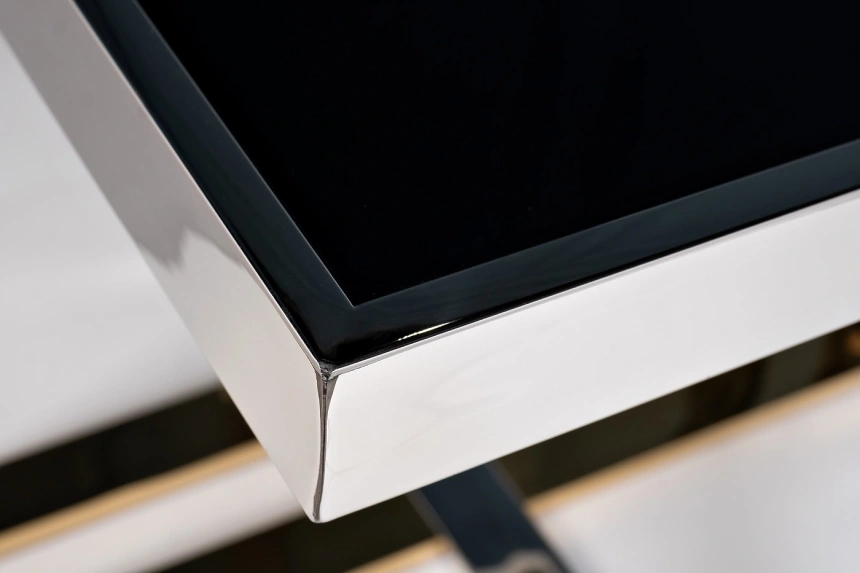 Журнальный стол 47ED-20920, 55x55x55, стекло, черный / хром/ золото