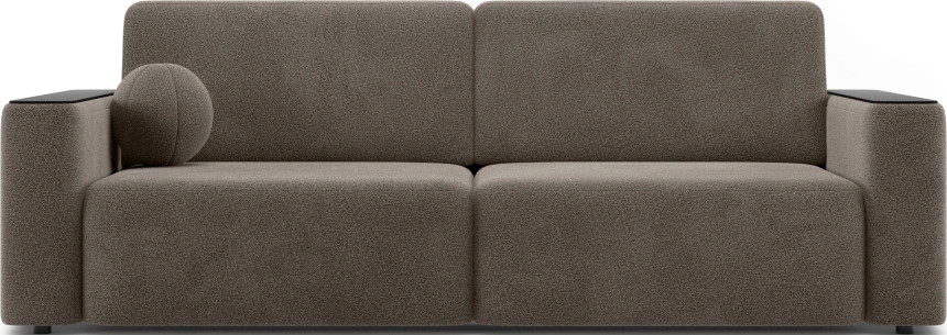 ​Диван прямой Дарио, модель 144, LANA 30 (коричневый), накладки МДФ (венге)