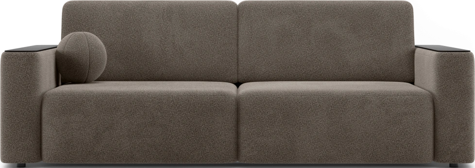 ​Диван прямой Дарио, модель 144, LANA 30 (коричневый), накладки МДФ (венге)